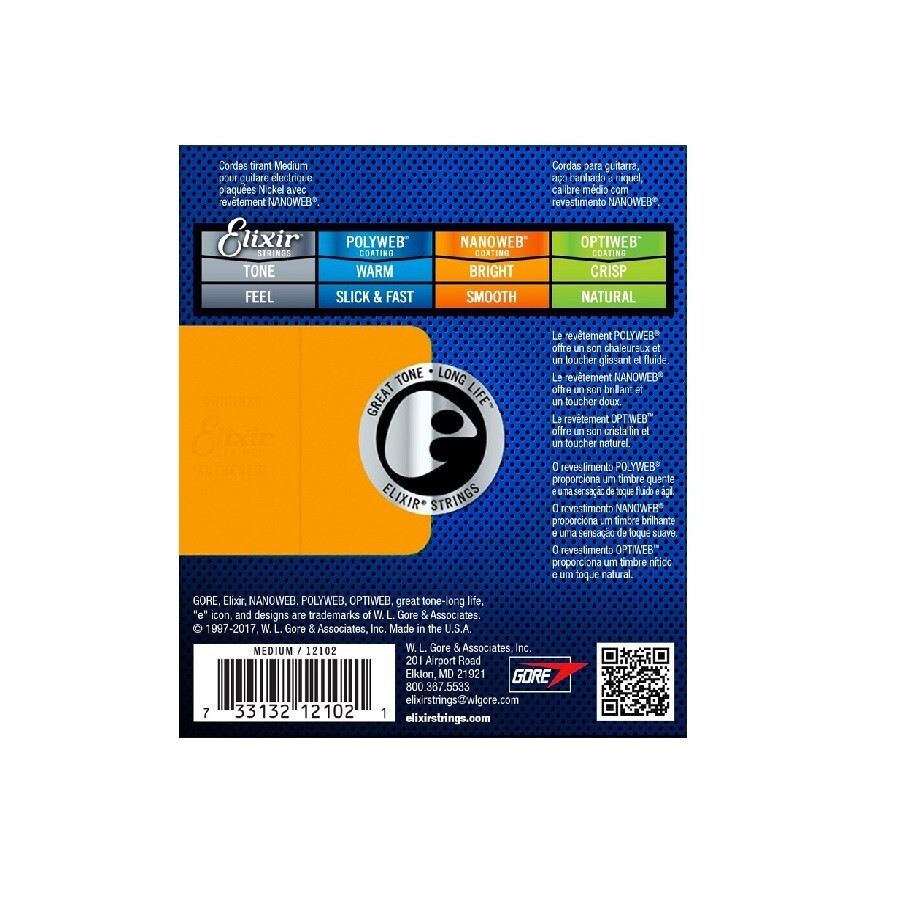 *3 SETS ELIXIR 12102 NANOWEB COATED ELECTRIC GUITAR STRINGS LIGHT - 11-49*