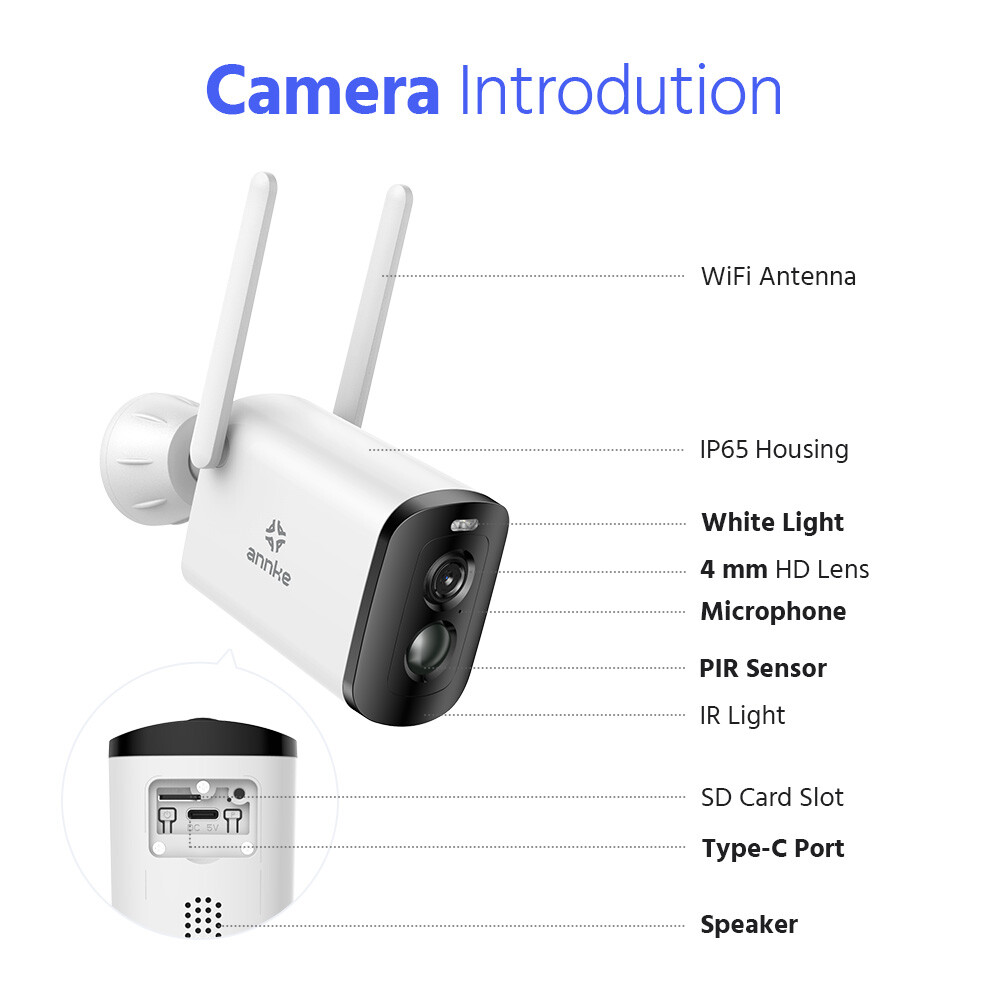 ANNKE 8CH 4MP Wireless Security Camera System Solar Battery Powered 2 Way Audio