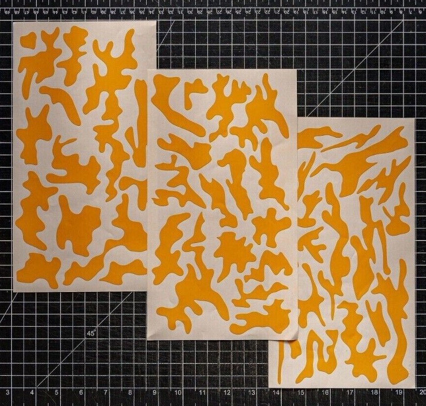 Urban Camo High Heat Vinyl Stencil Kit - 3x 11"x6" Sheets Durable Easy Use