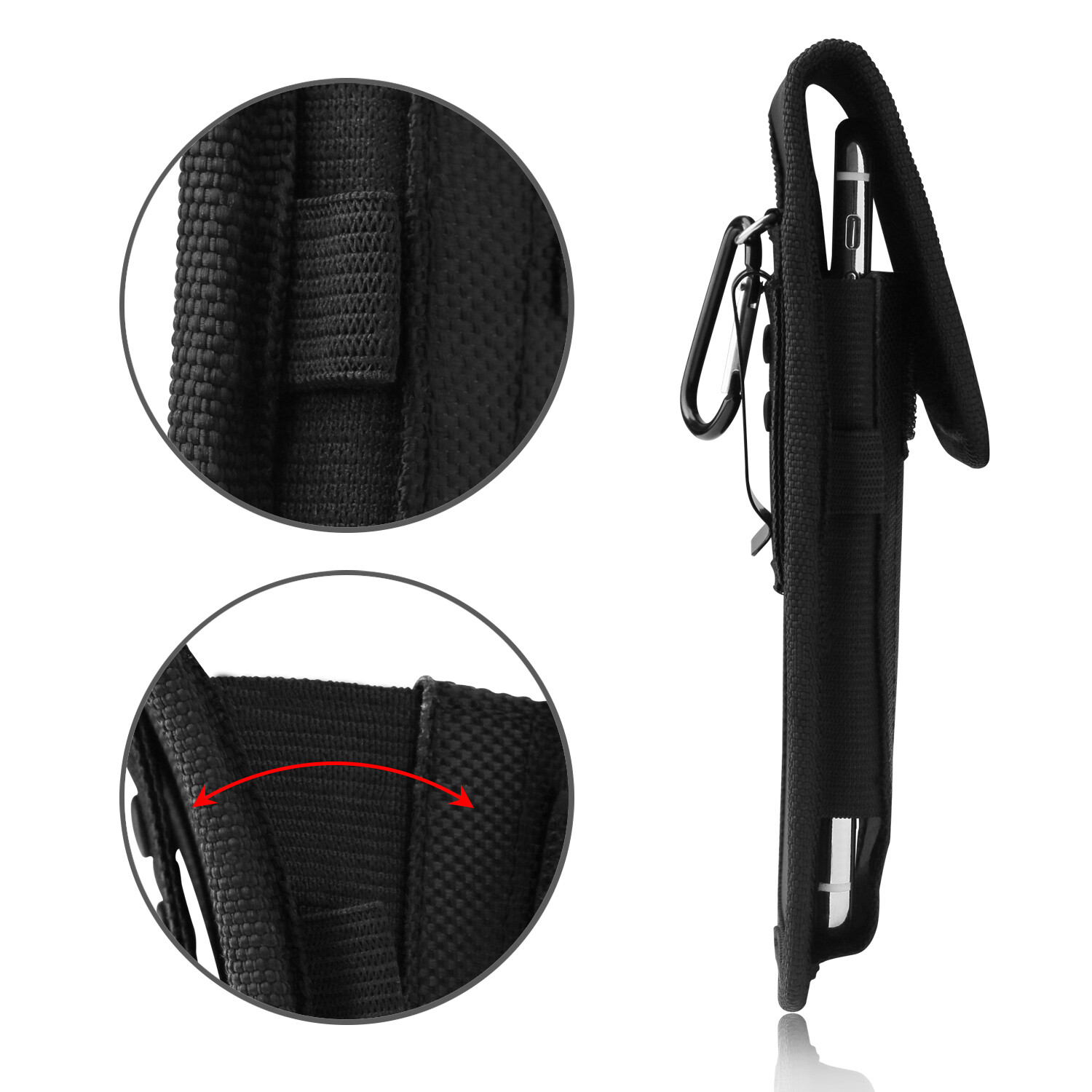 Universal Vertical Phone Holster Pouch with Belt Clip - Fits All Cell Phones