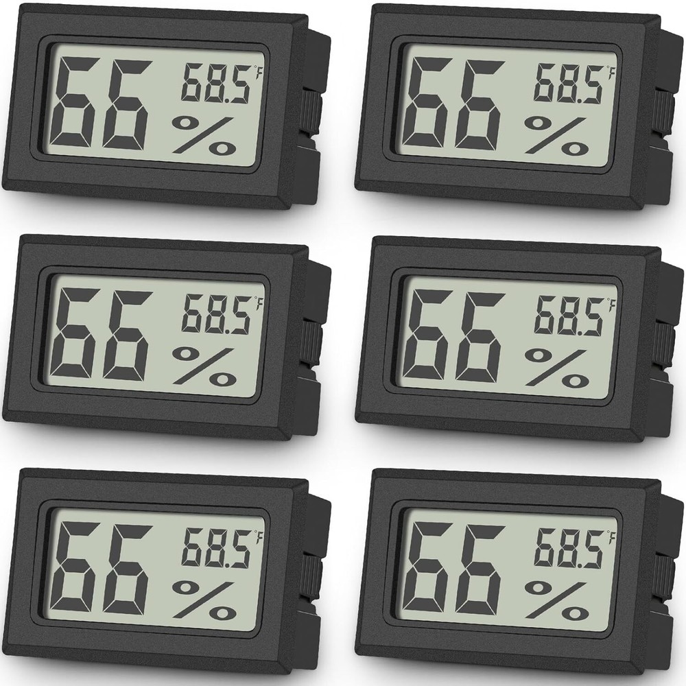 Compact Mini Thermometer & Hygrometer Set with High Accuracy Display - 6 Pack