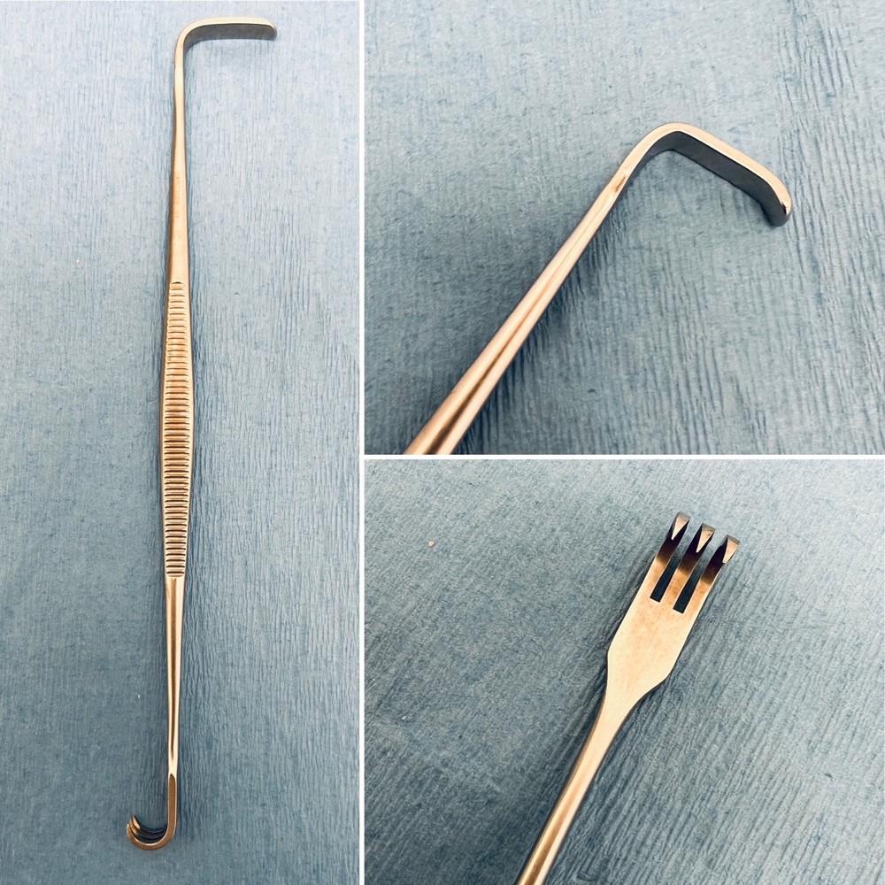 Aesculap Senn-Miller Retractor, Double Blunt/Sharp 3-Prong Ends, BT008R