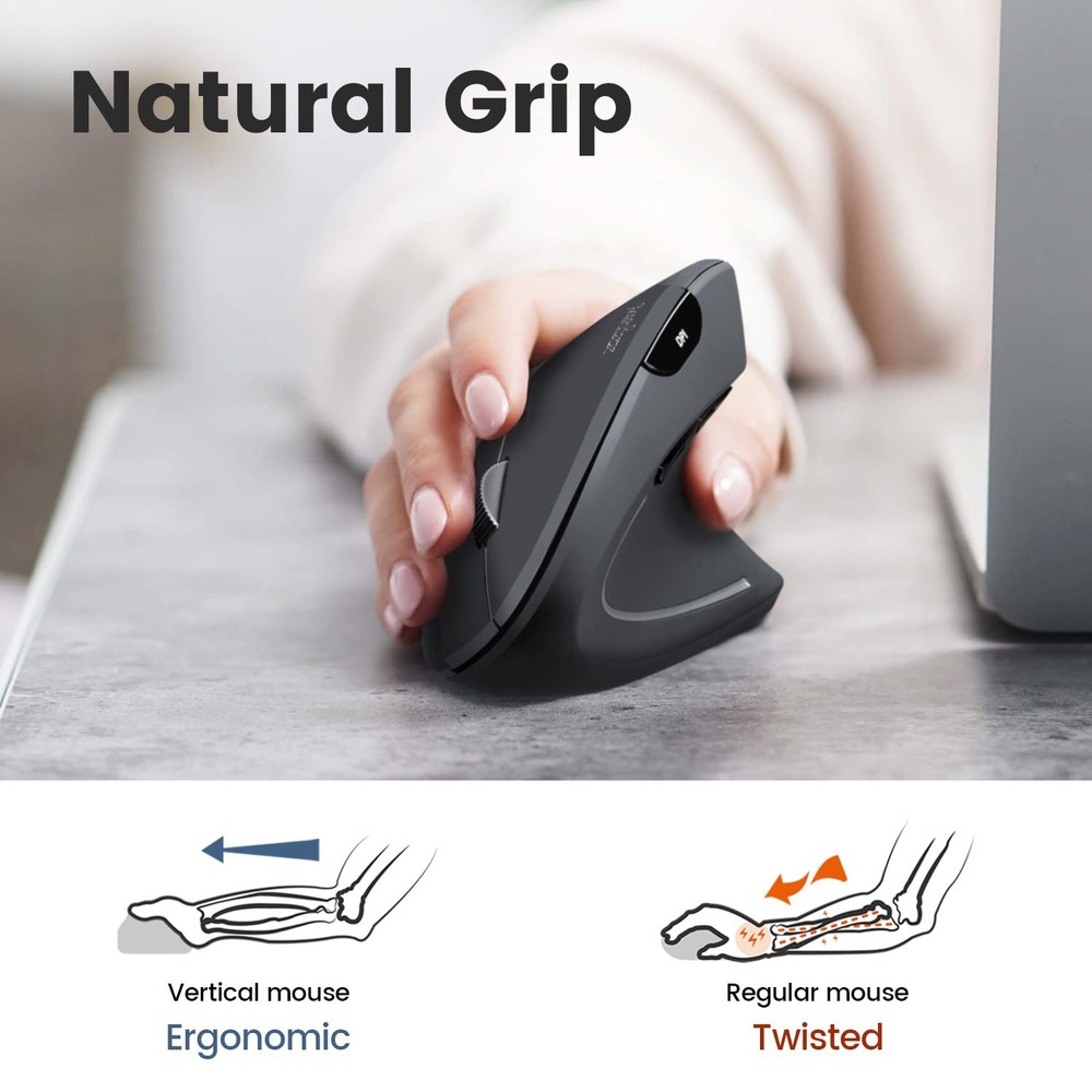 Wireless Ergonomic Compact Keyboard & 6-Button Vertical Mouse Bundle - Black