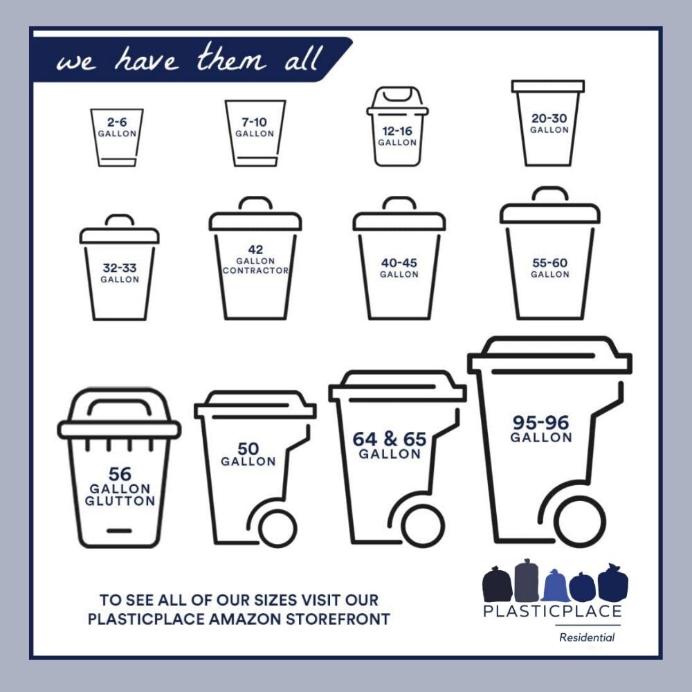 Plasticplace 8 Gallon White Trash Bags, 0.7 Mil, 200 Case