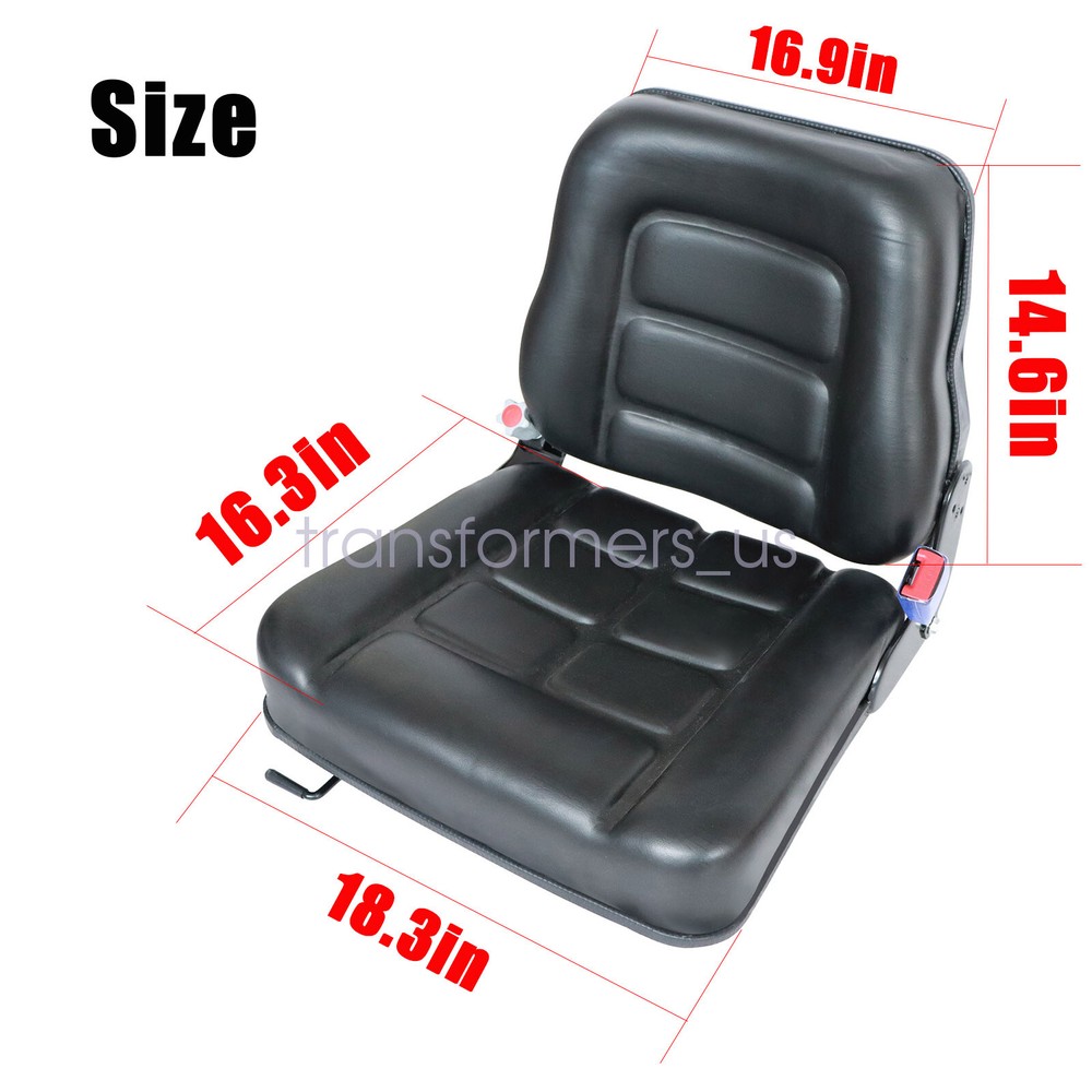 Universal Forklift Seat Fold Down Tractor Seat Adjustable Back & Safebelt