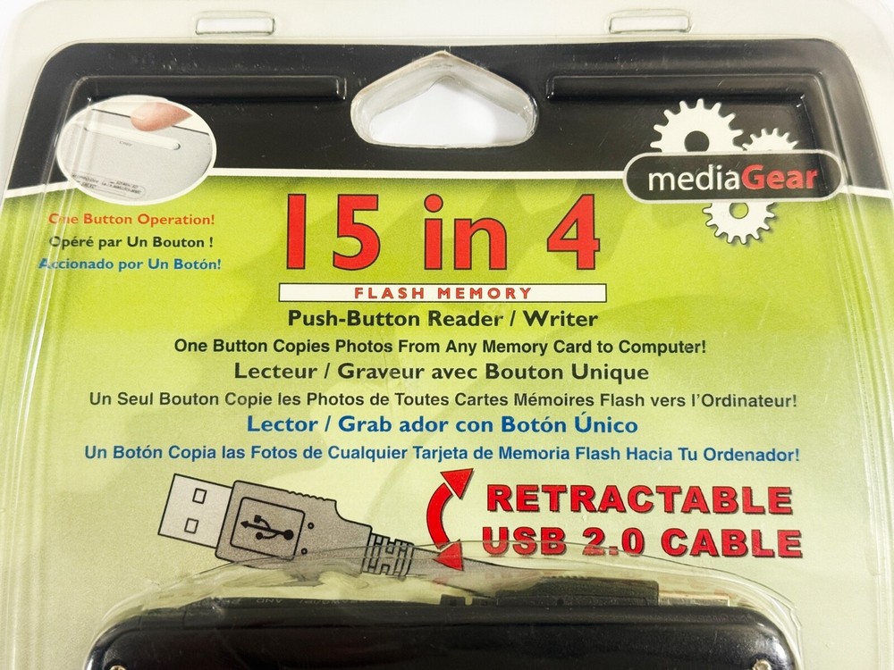 MediaGear 15 in 4 Flash Memory Push-Button USB2.0 Reader/Writer