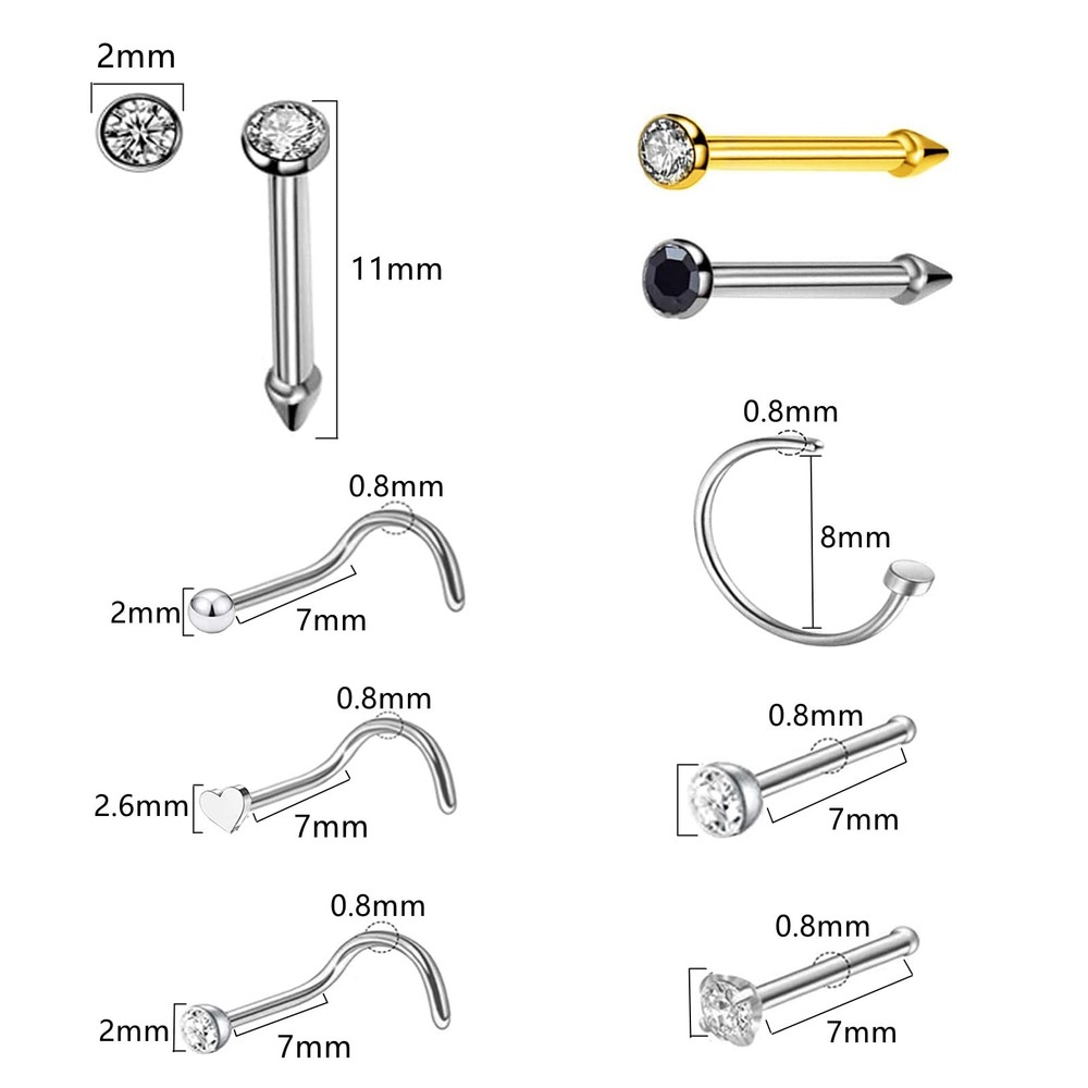 Nose Piercing Kit - 3 Pack Self Piercing Gun with Rings & Studs, Disposable S...