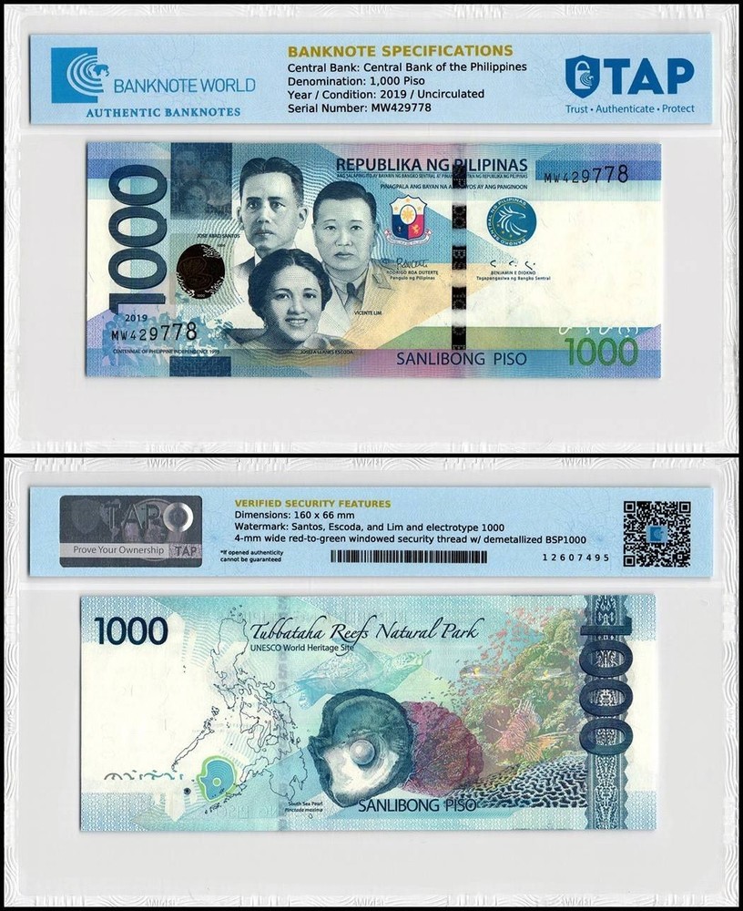 Philippines 1000 Piso, 2019, P-211e, UNC, Authenticated