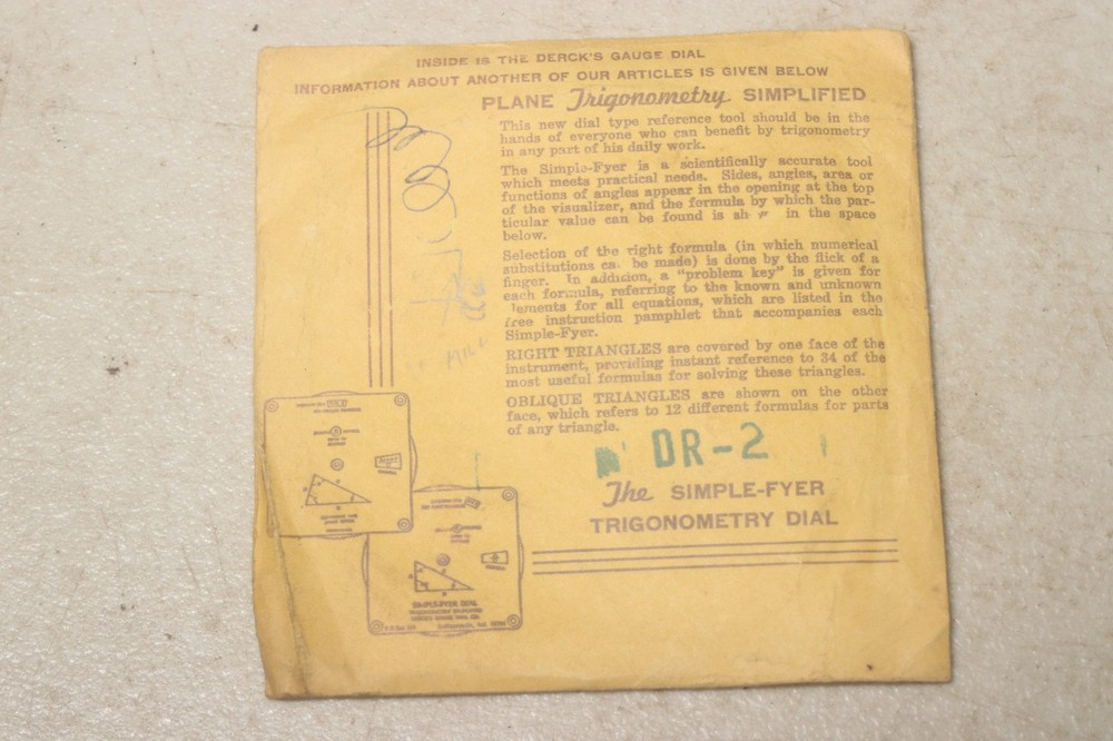 Vintage Derck's Gauge Dial Drill Sizes Threads Tapers & Angles