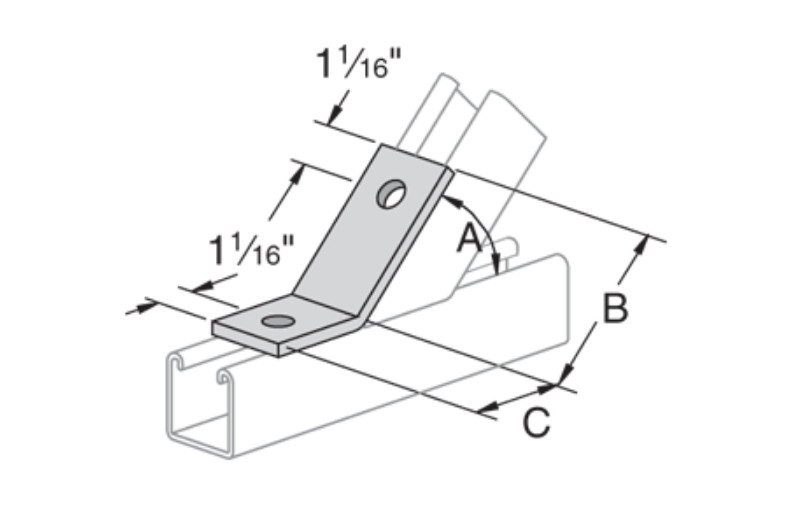 Power-Strut PS633 Two-Hole Open Angle Connector Powerstrut