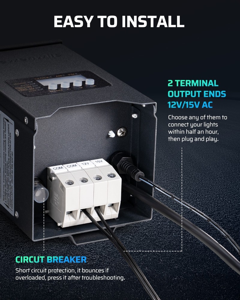 DEWENWILS 200W Low Voltage Landscape Transformer, Dusk to Dawn Sensor & Timer,