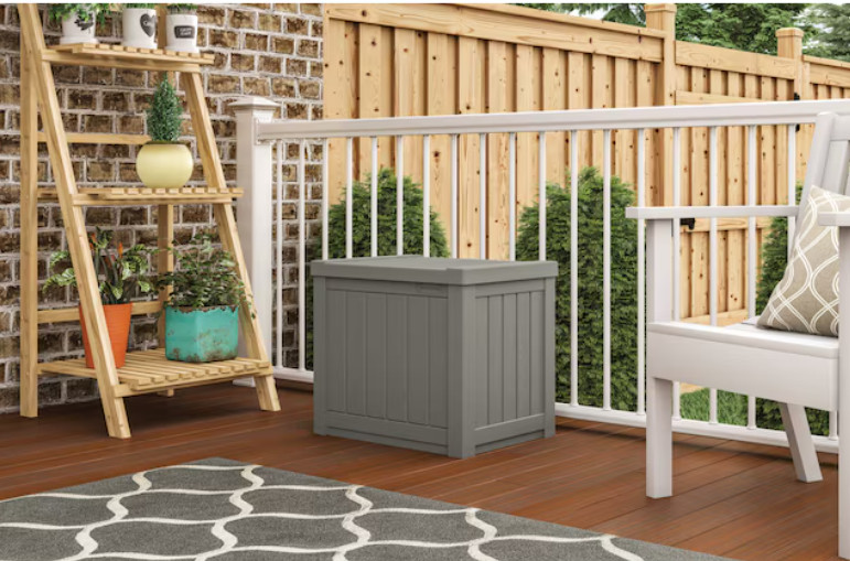 Suncast Outdoor Storage 22-Gallon Plastic Deck Box, Taupe