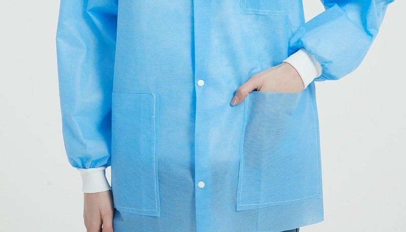 10 PCS Disposable Lab Jackets Hip Length Blue SMS Dental Workwear (2XL/3XL)