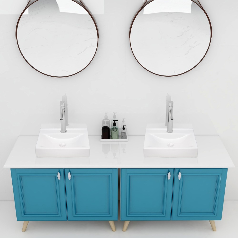 18" Rectangle Bathroom Vessel Sink Pop up Drain Ceramic Basin 2 Pack