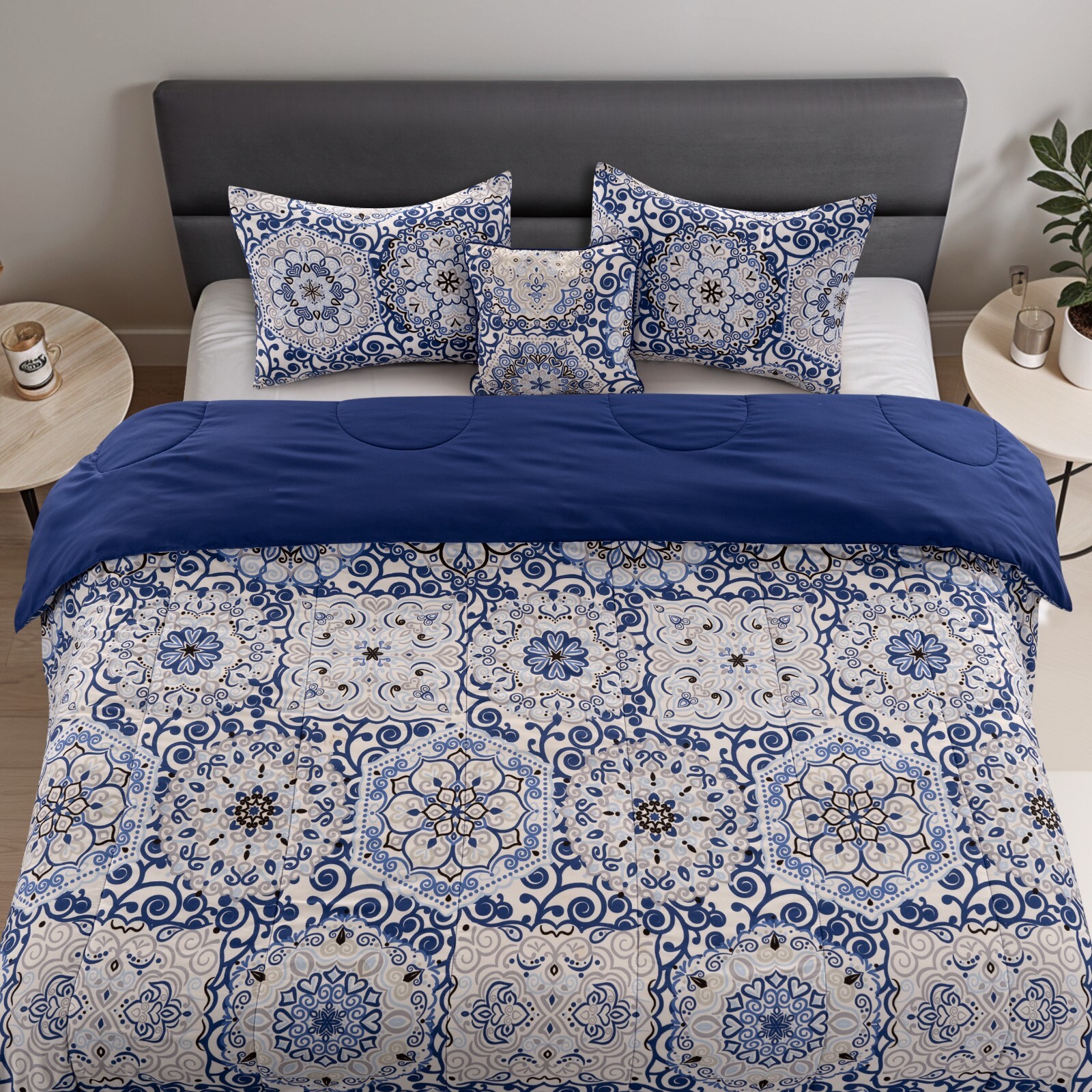 5 Piece Comforter Set Bed in a Bag All Season Reversible Bedding Comforter Set