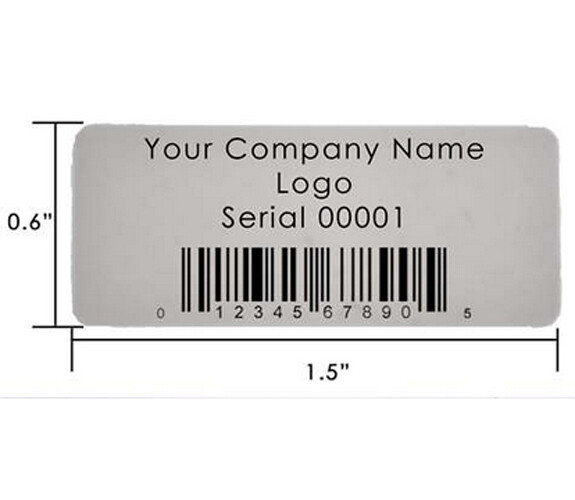 Custom Printed Silver Matte Asset Identification Security Labels 1.5" x 0.6"