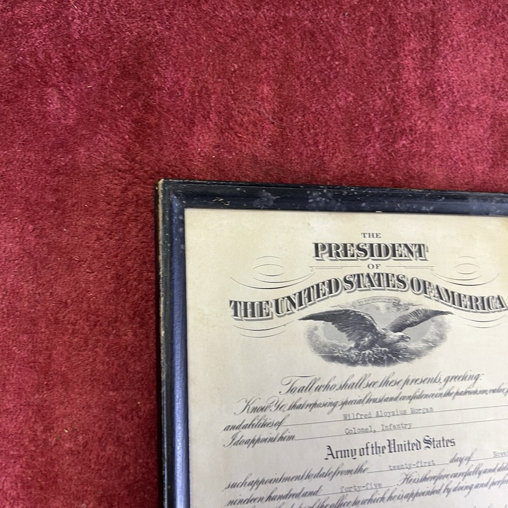1945 US Army Officer Discharge Cert. Frame Colonel Infantry