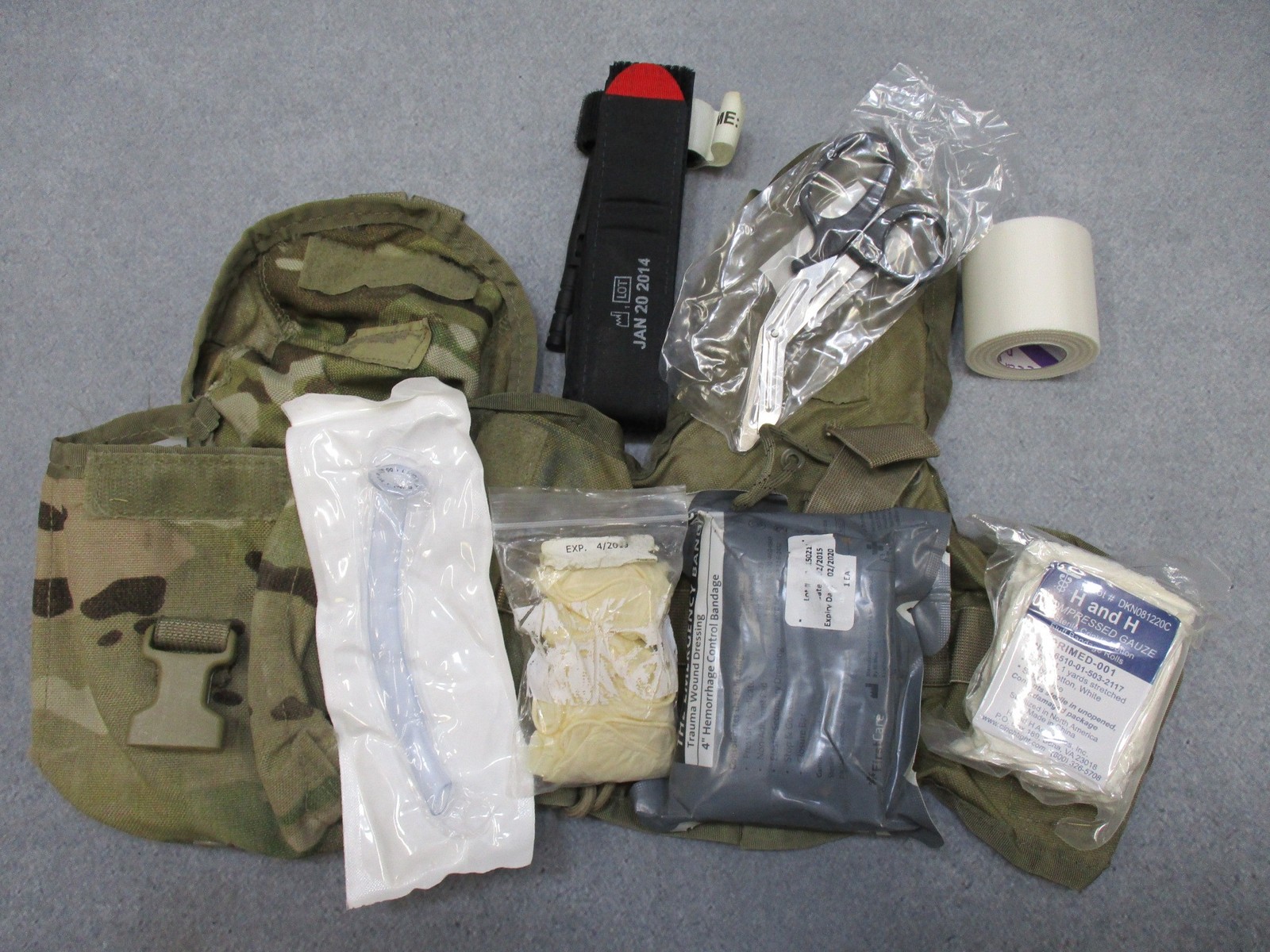 USGI Multicam IFAK Pouch w/ Expired Medical Contents Military First Aid Kit