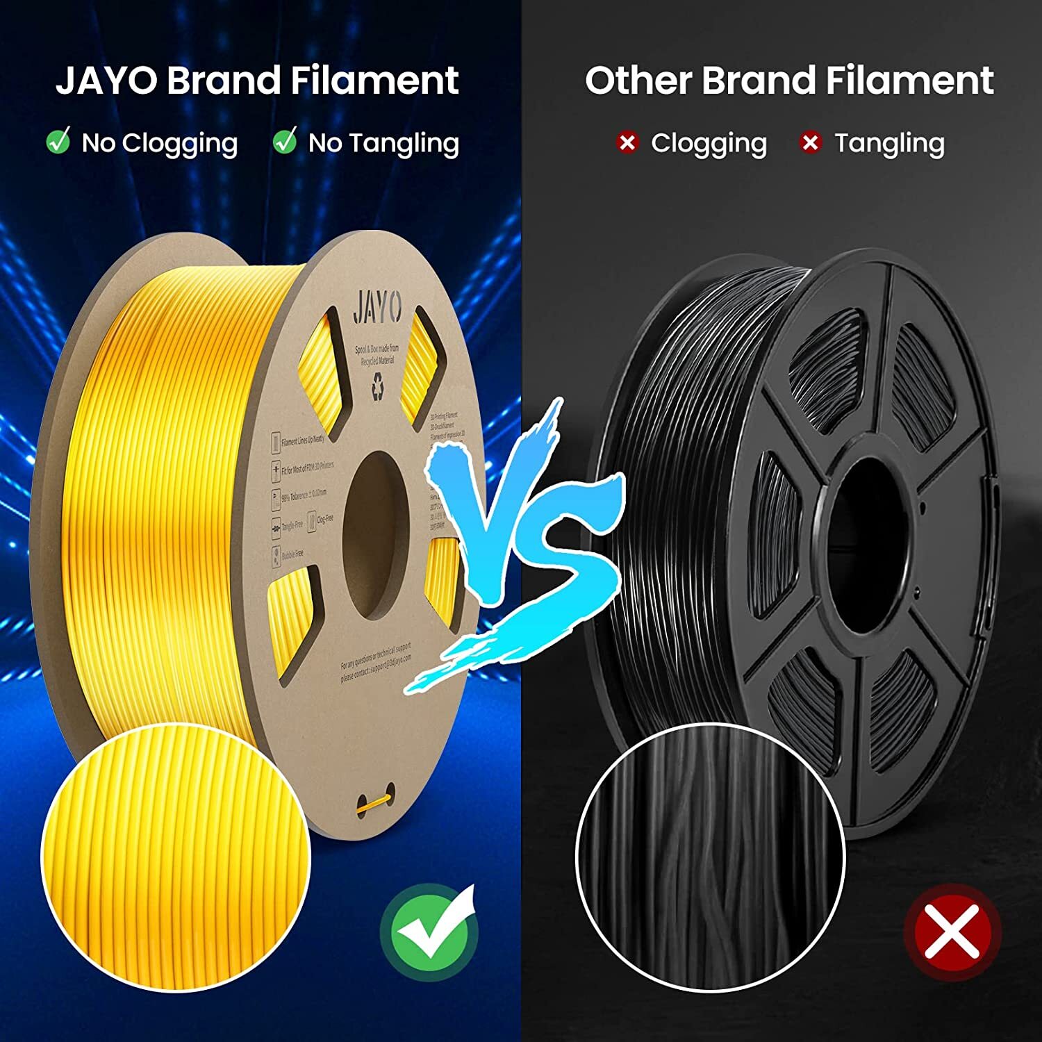 JAYO 1KG PLA 1.75mm Filament PLA Matte SILK PETG ABS PLA+ 3D Printer Consumables