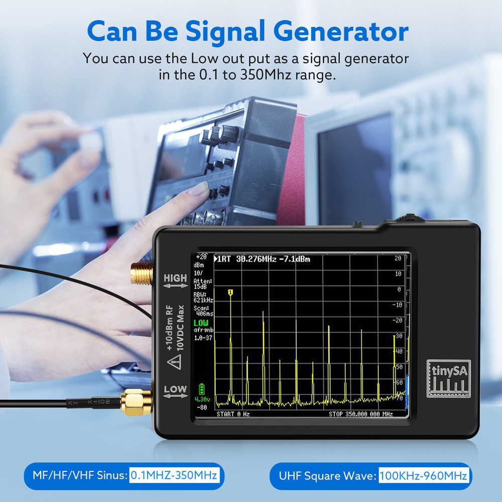 2.8" LCD TinySA Spectrum Analyzer 100kHz--960MHz Frequency Analyzer Type-C USB