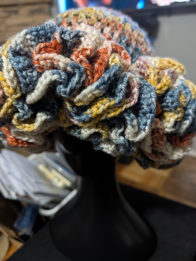 Handmade Multicolor Crocheted Ruffle Hat