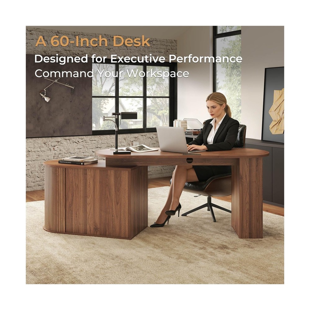 HSH L Shaped Computer Desk with Storage Cabinet, Reversible L Desks with Keyb...