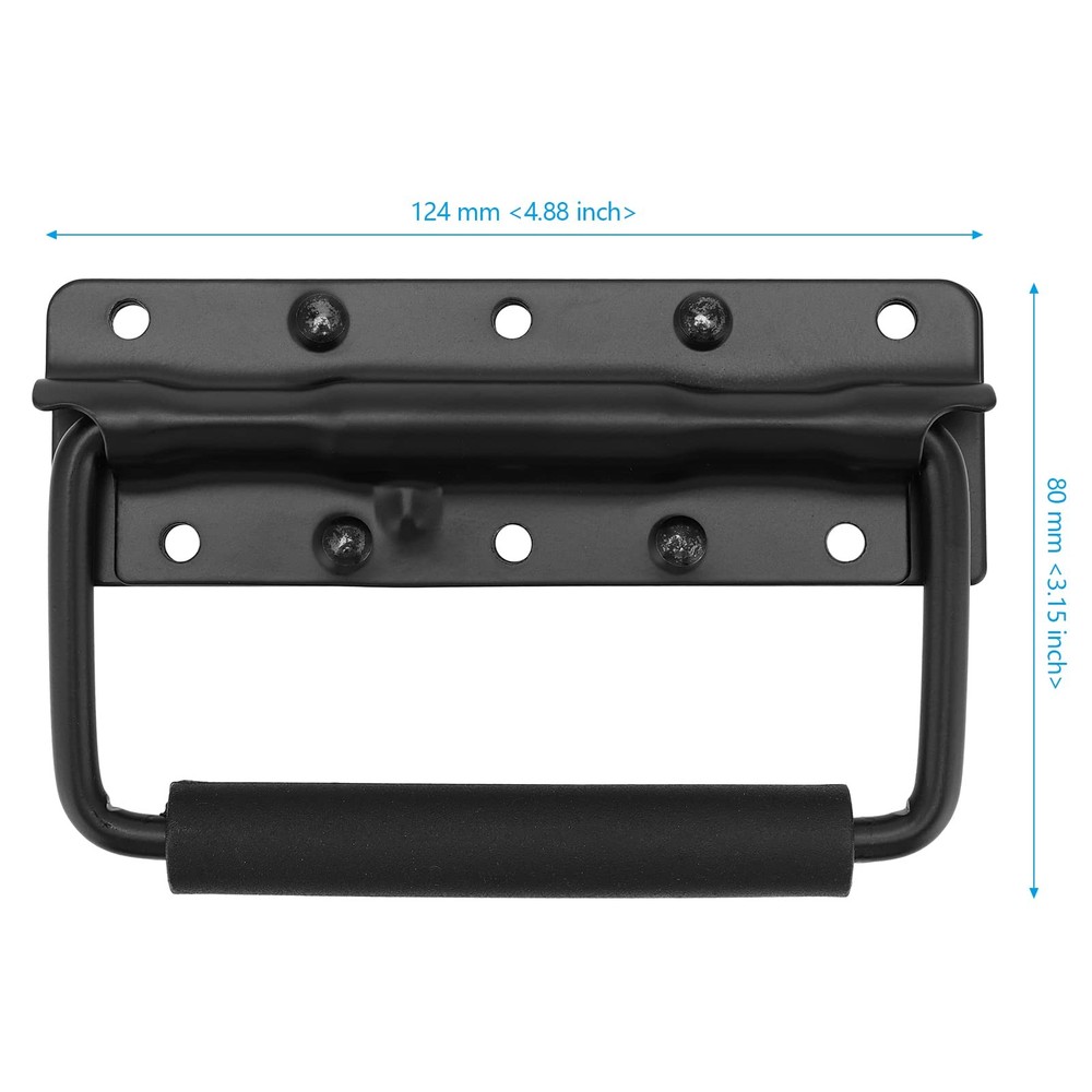 8 Pack 124mm Spring Loaded Case Handle Folding Pull Surface Mount Black Grip
