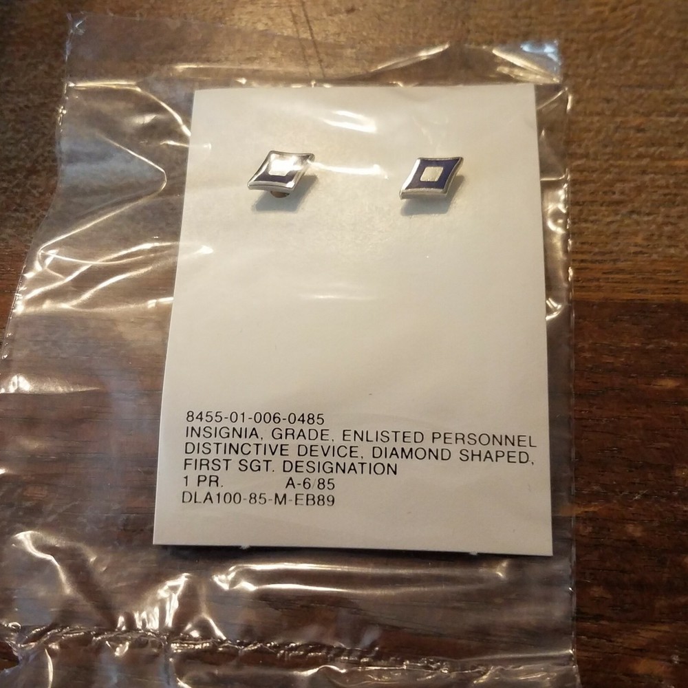 USAF US Air Force First Sergeant Diamond Insignia Pin Pair Rare Obsolete