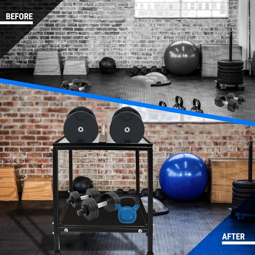 FEBTECH Large Compact Dumbbell Rack & Stand with Storage Tray & 150 LB Capacity