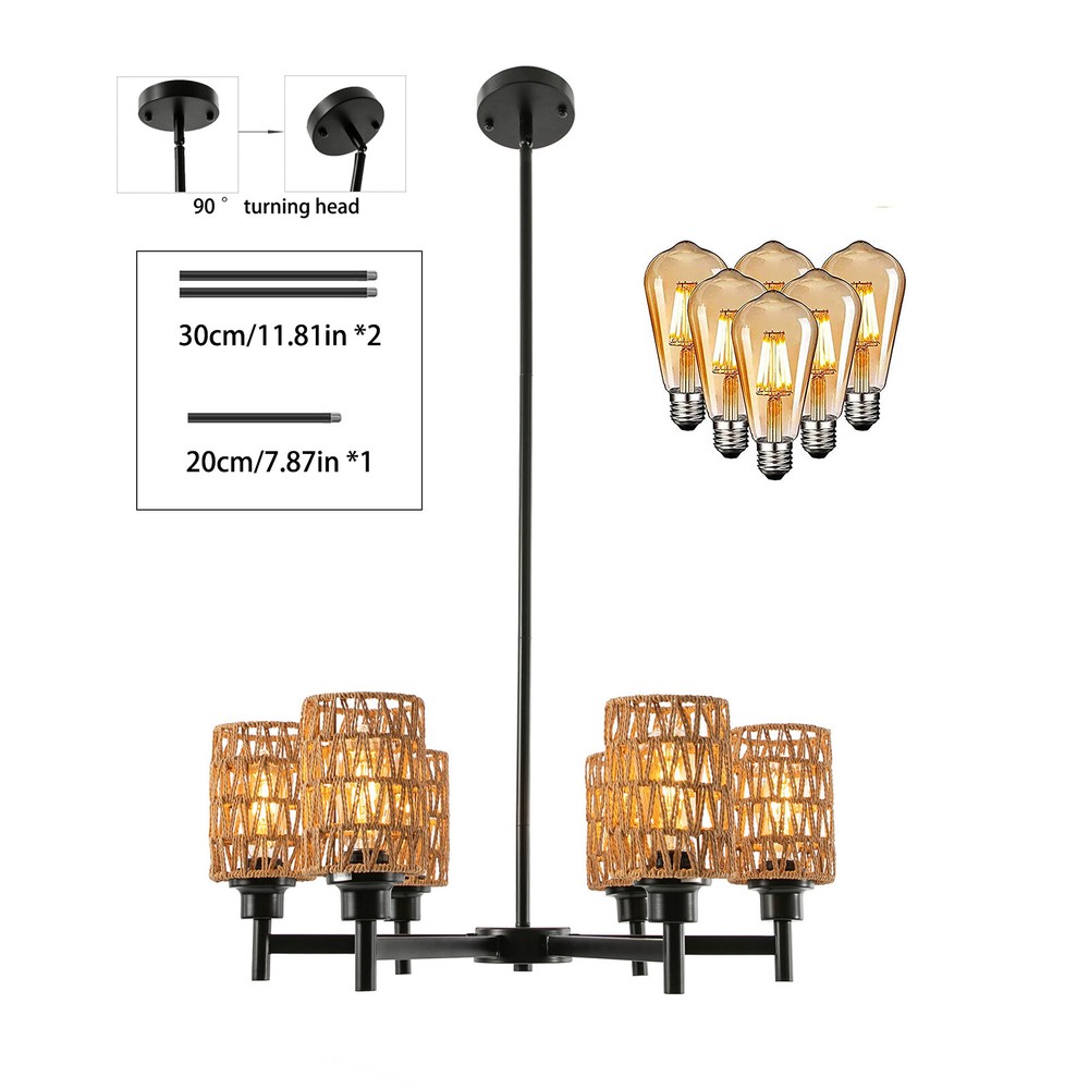 Modern Ceiling Light Chandelier 6-Head Pendant Lighting Ceiling Dimmable