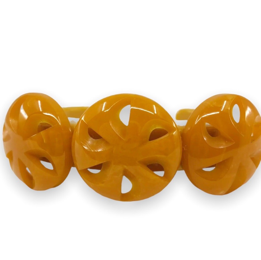 Marbled Orange & Butterscotch Bakelite Bracelet, Cuff Bangle