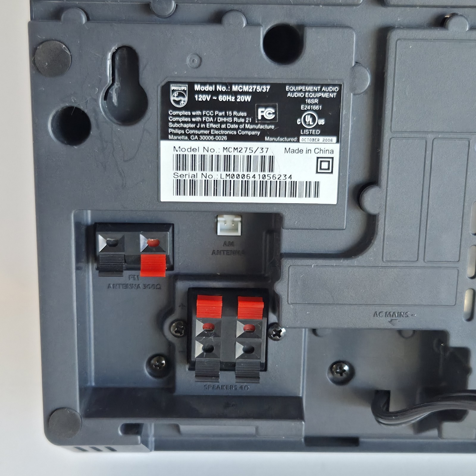 Philips Micro System MCM276R/37 Compact Disc AM/FM CD Player Stereo NO SPEAKERS