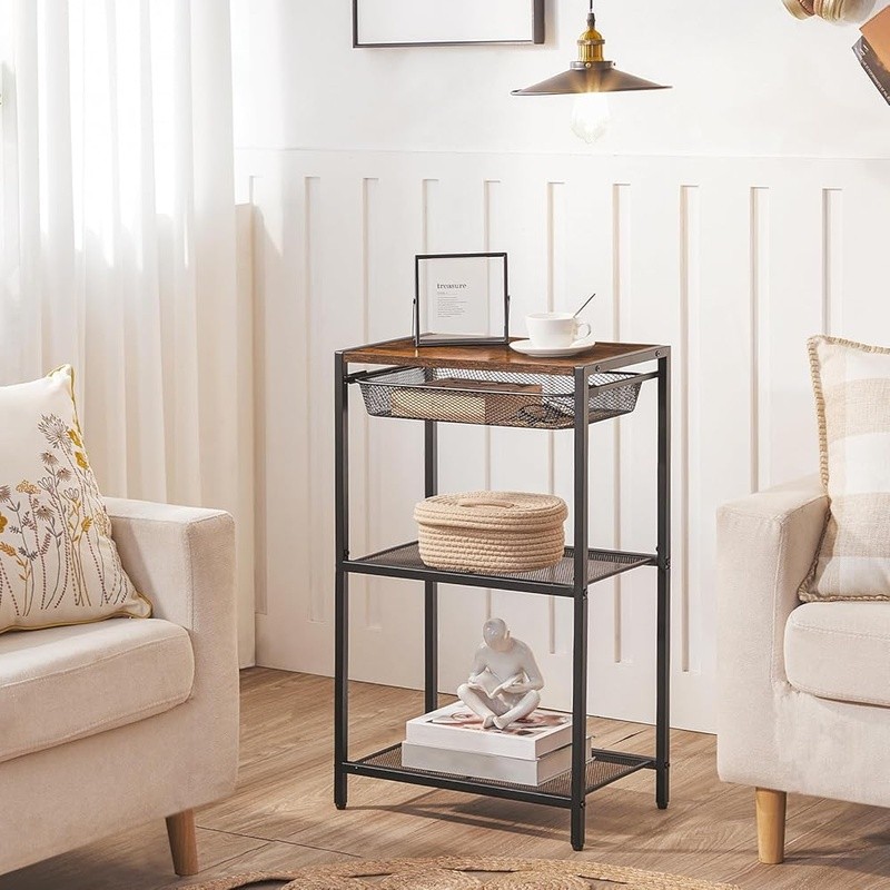 Multi-Layer Telephone Table with Storage Shelves - End Table Organizer