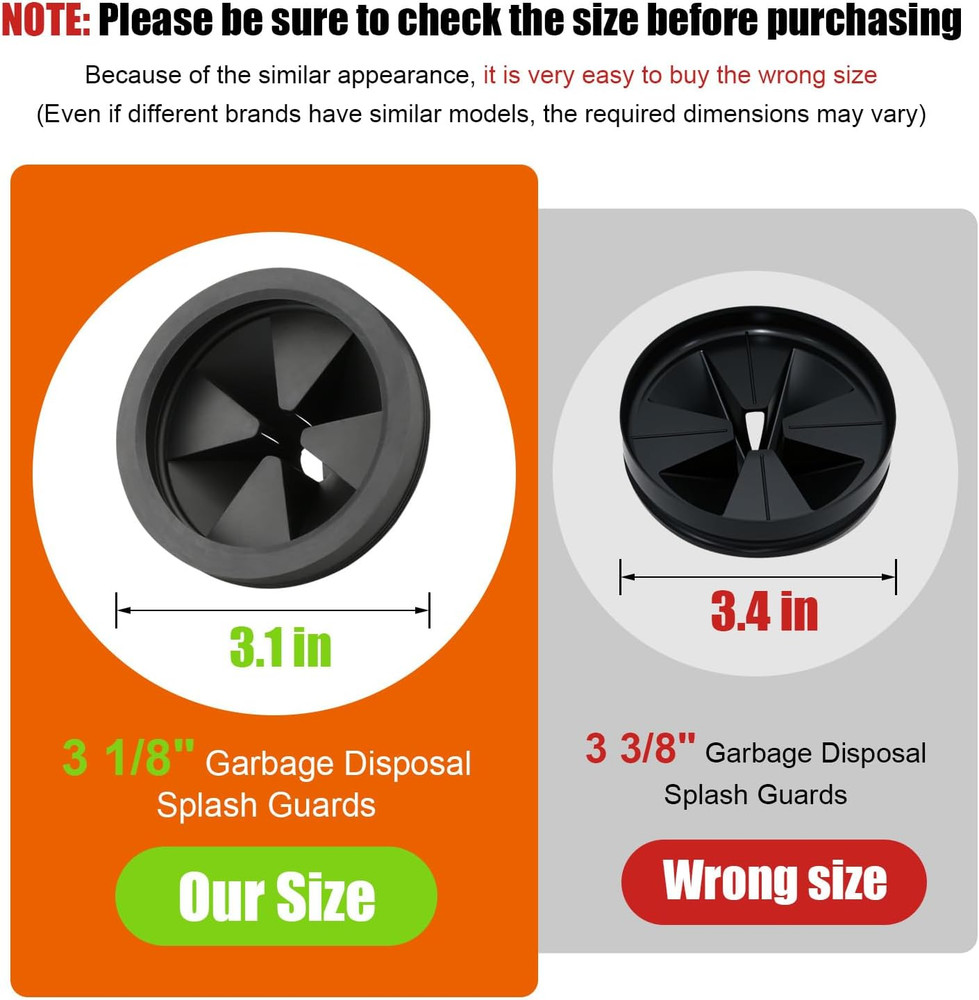 2 Pcs Garbage Disposal Splash Guard Sink Baffle, 3 1/8" Removable Garbage