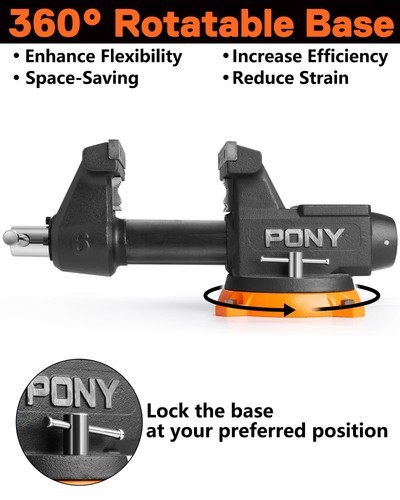 PONY 6Inch Heavy Duty Bench Vise 8800LBS Clamping Force for Woodworking Drilling