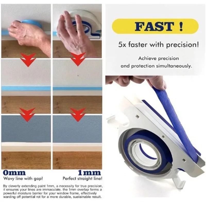 Painter Masking Tape Applicator with Corner Attachment for Window Door Frames