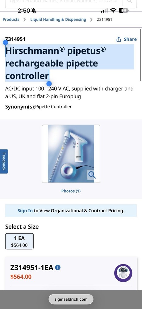 Hirschmann® pipetus® rechargeable pipette controller