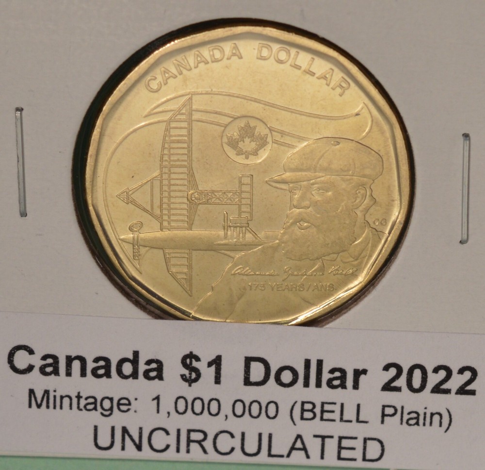 2022 Canada Loonie - BELL  - PLAIN - BU UNC - from mint roll  🇨🇦🇨🇦