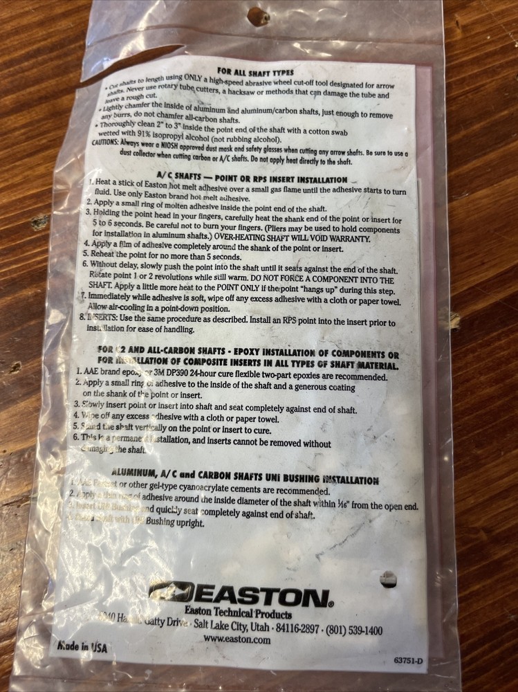 Easton Authentic Components Uni Bushing Redline-360 & 410- 12 Grains