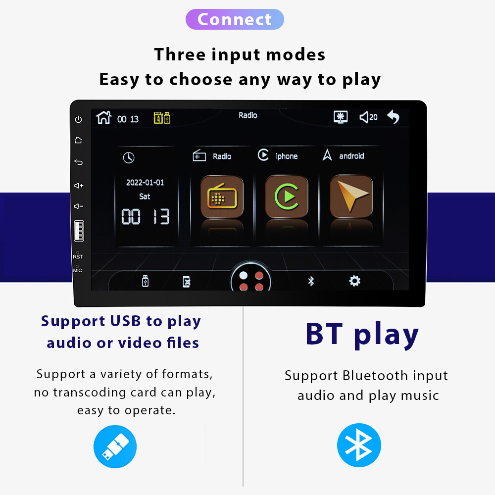 9" Single 1 Din MP5 Player Carplay Car Stereo Radio Android Auto Touch Screen