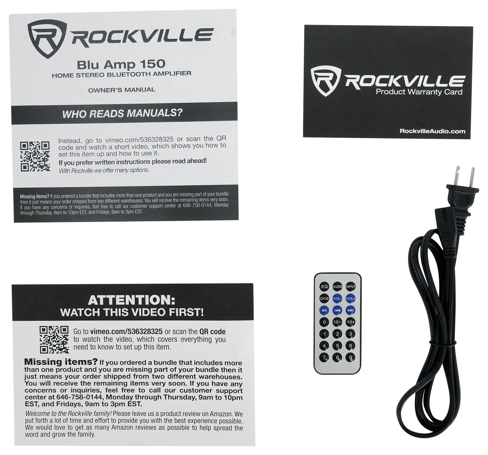 Rockville BLUAMP 150 Home Stereo Bluetooth Amplifier Receiver Optical/Phono/RCA