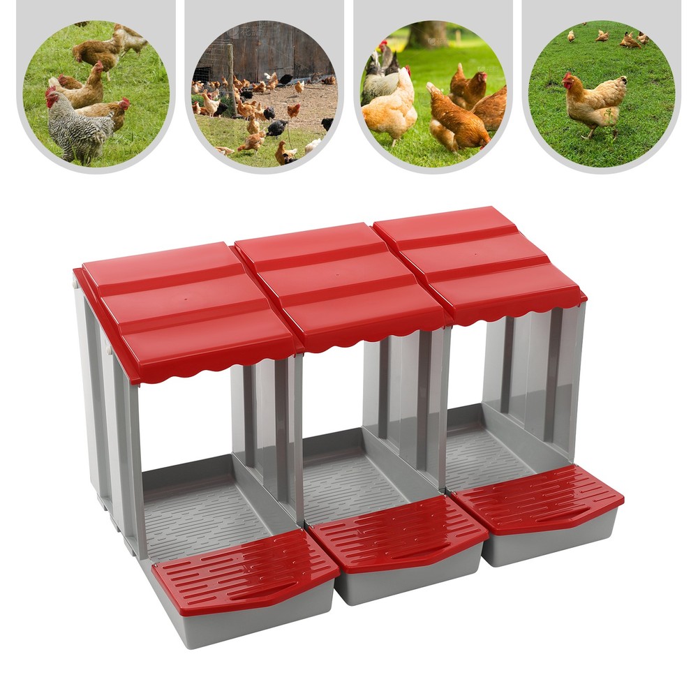 3-Compartment Chicken Nesting Box for Efficient Egg Laying and Easy Collection