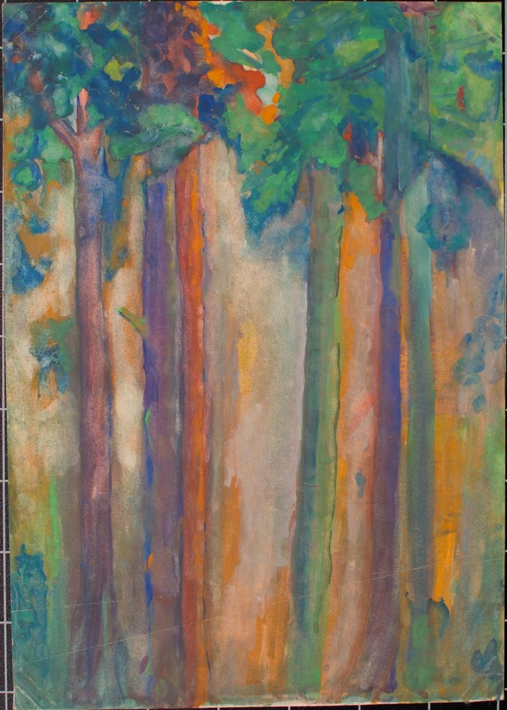 Forest Landscape Contemporary Unsigned Unknown Unique Mixed Media 20th Century