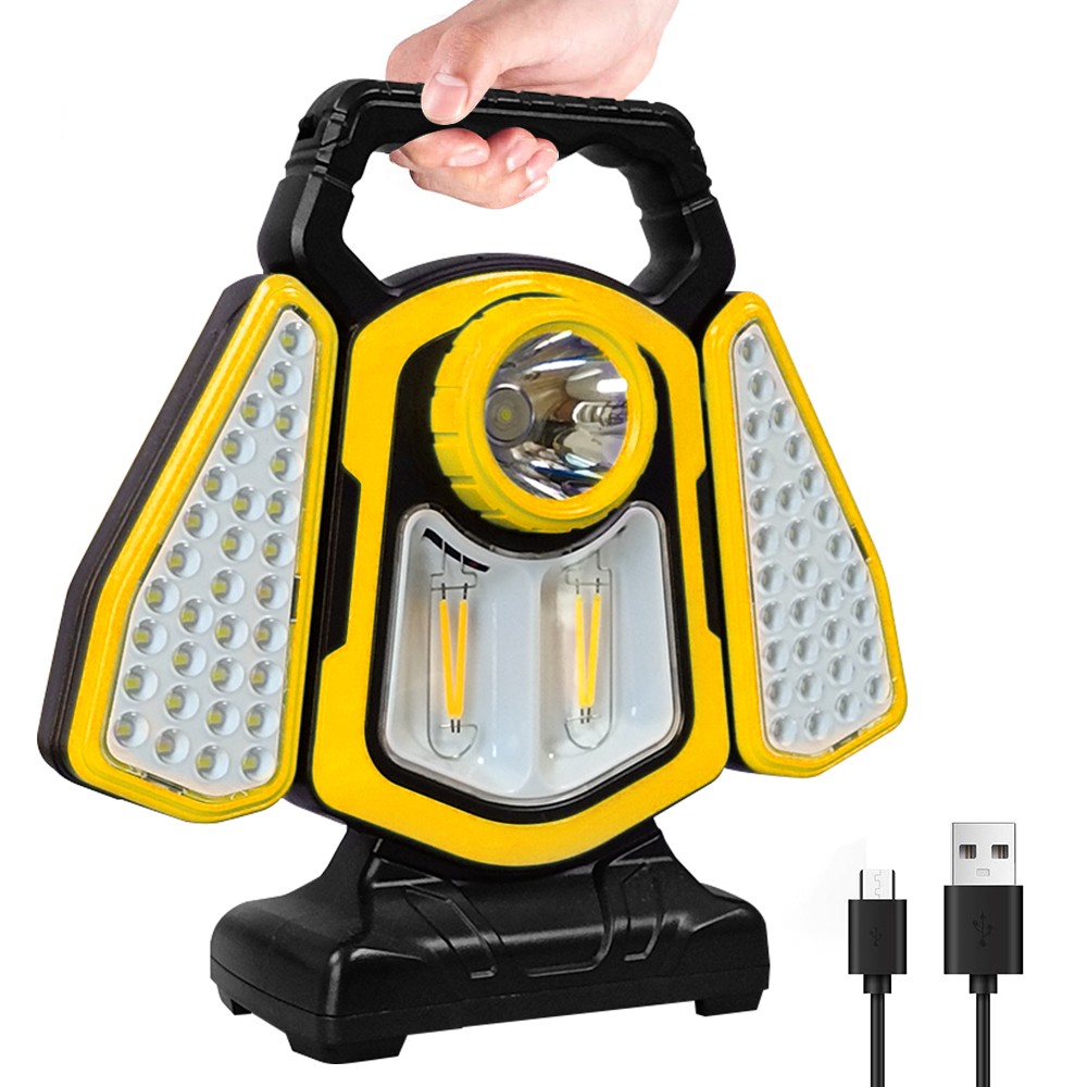 Solar LED Work Light Rechargeable 10000LM Portable Folding COB LED Flashlight