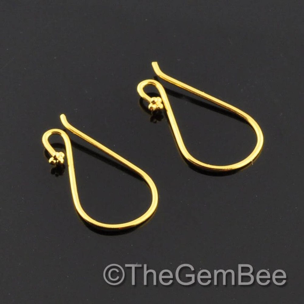 18k Solid Yellow Gold Earwires With Daisy Ends 1 pair