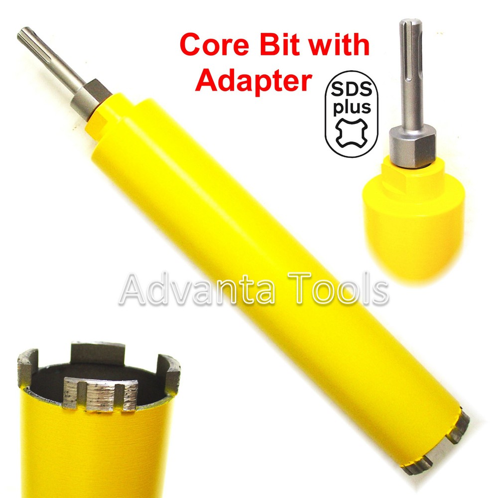 2” Dry Diamond Core Bit 4 Reinforced Concrete w/ Rebar + SDS Plus Adapter