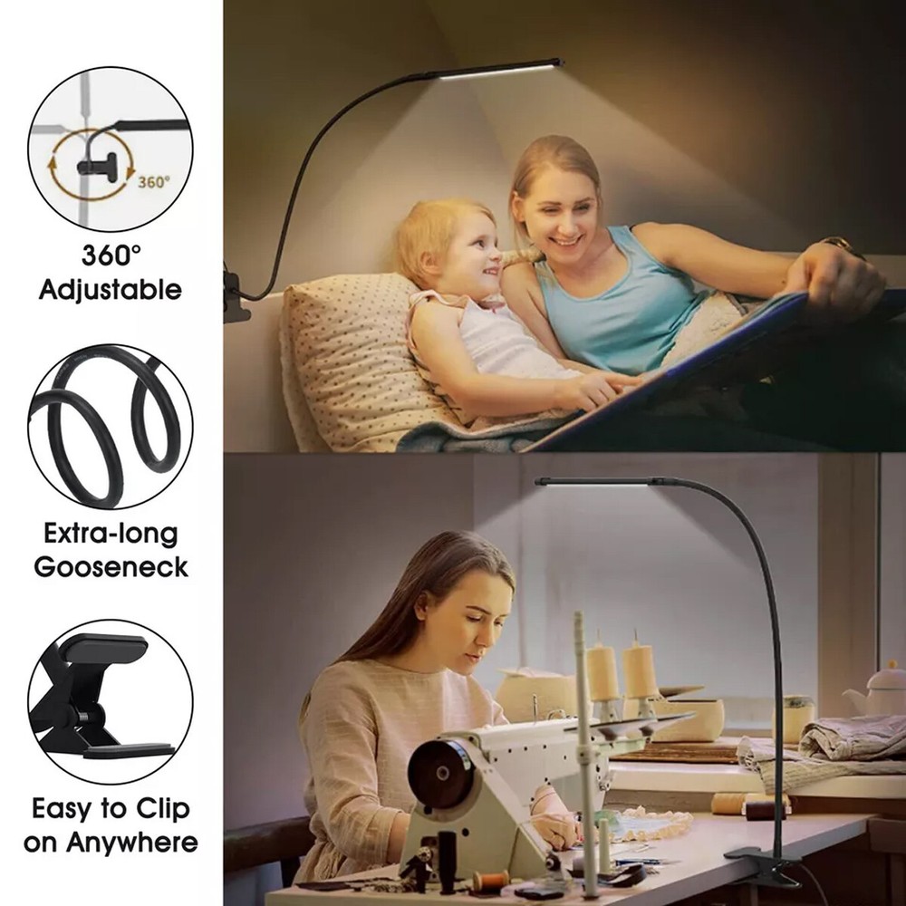 LED Desk Light Bedside Reading Night Lamp USB Adjustable Cool White / Warm White