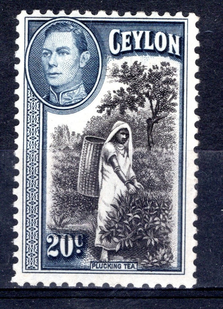 Ceylon 1938 sg 391 20c blk & grey blue MM