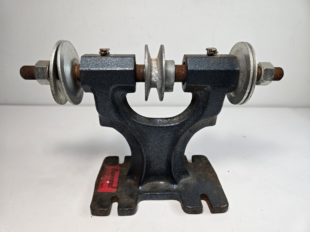 Vintage General double ended grinding wheel & wire brush arbor