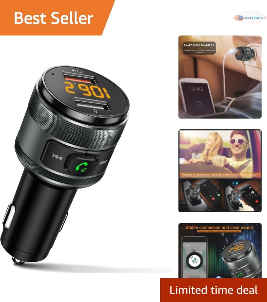 Bluetooth FM Transmitter Car Kit QC3.0 Fast Charging USB MP3 Player Hands-Free